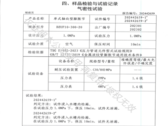 膨胀节-不锈钢伸缩器-气密性试验 结论无泄漏